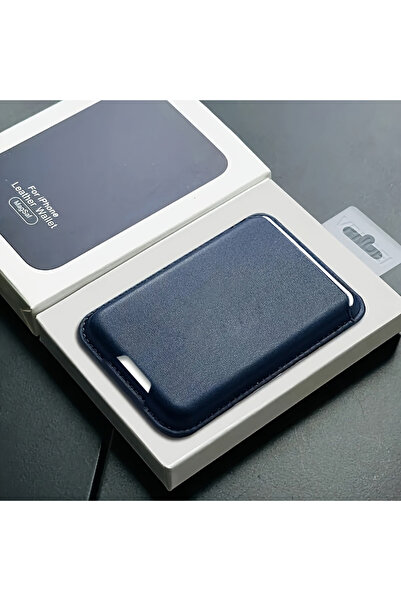 Choice حامل بطاقات مغناطيسي فاخر من الجلد الصناعي باللون الأزرق الداكن، متواف...