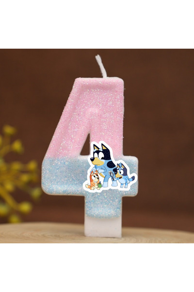 Choice7 عبوة واحدة من 4 شموع على شكل جرو كلب أزرق رقمي لطيف، أرقام من 0 إلى 9...