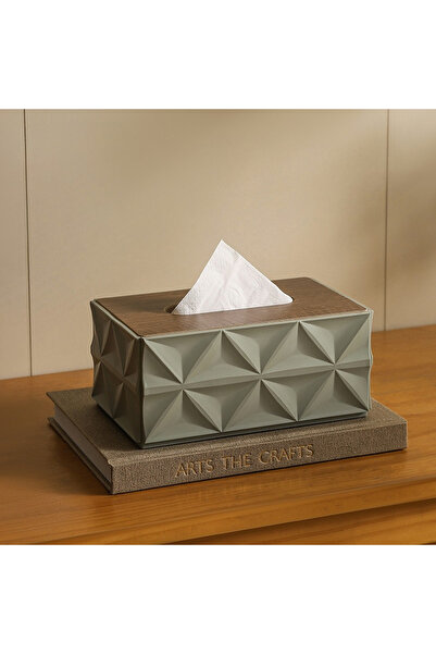 Choice3 علبة مناديل ورقية خضراء كبيرة السعة بتصميم مموج، منظم مكتبي بسيط بغطا...