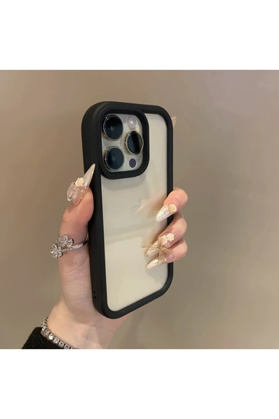 Choice28 غلاف هاتف فاخر شفاف صلب أسود اللون لهاتف آيفون 16، متوافق مع هواتف آ...