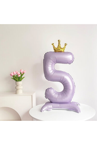 Choice9 Number 40inch 5 Standing matte purple crown digital aluminum foil bal...