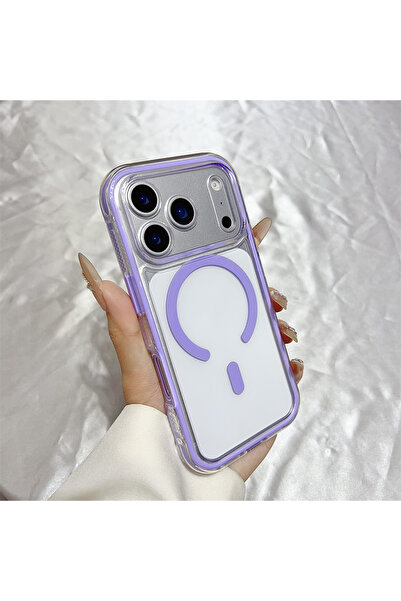 Choice36 جراب مغناطيسي شفاف بنفسجي اللون من مادة TPU الناعمة، متوافق مع iPhon...