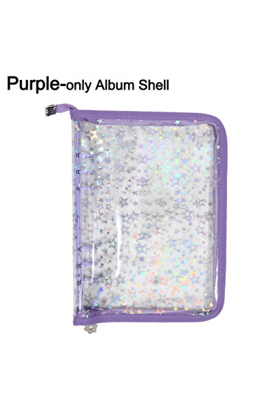 Choice1 مجلد بسحاب على شكل نجمة ليزرية بحجم A5 من صدفة أرجوانية، منظم كتب قاب...