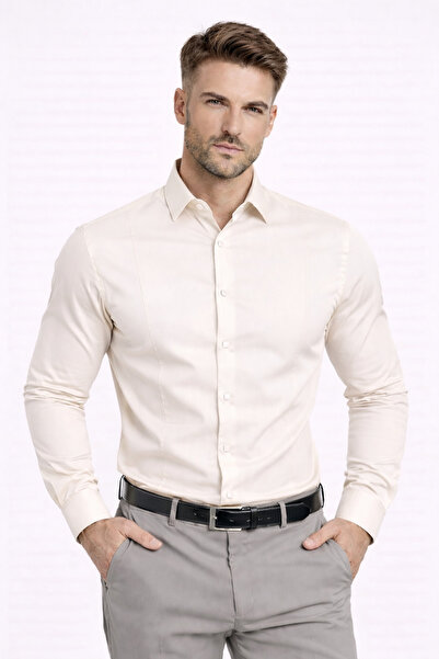 COLVIS MAN Slimfit Uzunkol Pamuk Saten Takım Elbiselik Hediye Kutulu