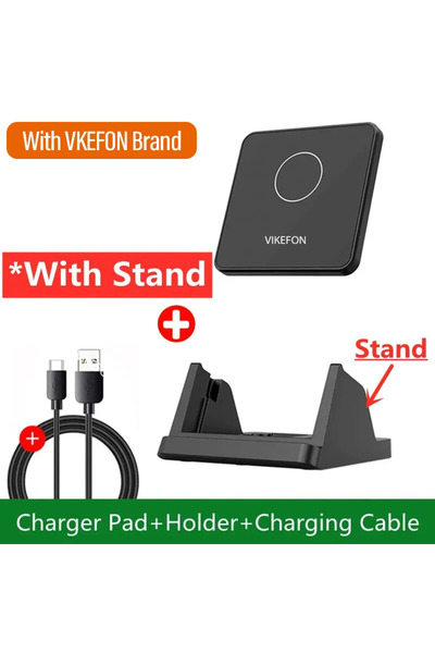 Choice6 شاحن لاسلكي VIKEFON مع حامل بقوة 30 واط، قاعدة شحن مكتبية فائقة النحا...