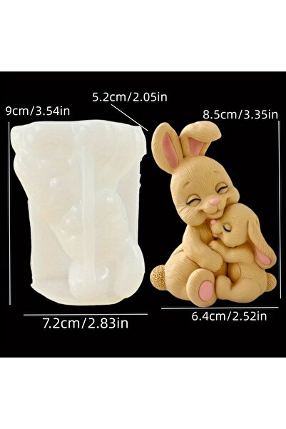 Choice قالب رقم BD0102، قالب سيليكون على شكل أرنب ذي أذنين منحنيتين يحتضن شمع...