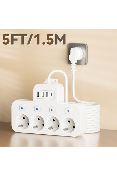 choice2 قابس أوروبي أبيض - سلك طاقة اختياري قصير/طويل بطول 5 أقدام مع مفاتيح ...