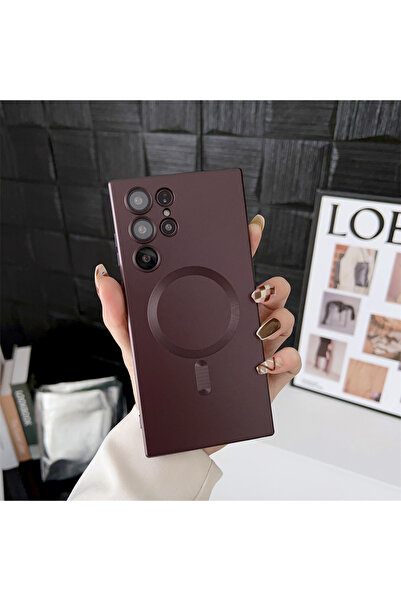 Choice Galaxy S22 Ultra 5G Dark Red Luxury Matte Magnetic Case For S25 S24 S2...