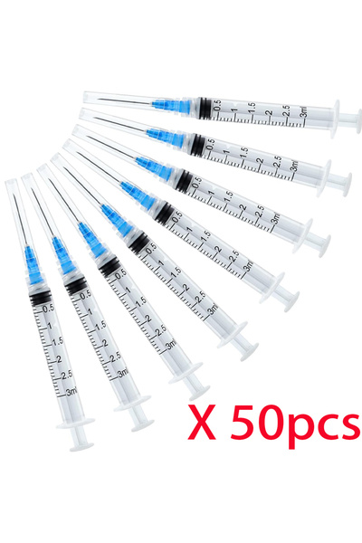 Choice 50 قطعة من محاقن لور إلك للاستخدام مرة واحدة، سعة 3 مل، مناسبة للاستخد...