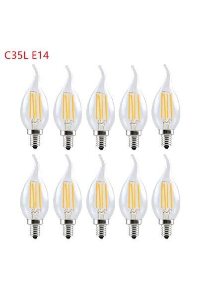 Choice22 10 مصابيح LED بيضاء 6 واط 220 فولت C35L E14، خيوط مصابيح الشموع C35 ...