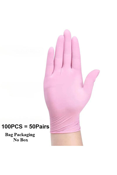 Choice9 L 100PCS 10-100PCS Pink Disposable Nitrile Gloves Waterproof Anti-sta...