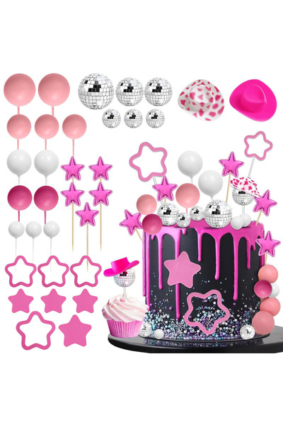 Choice 33 قطعة لتزيين الكيك على شكل كرة ديسكو، زينة كب كيك على شكل كرة ديسكو ...