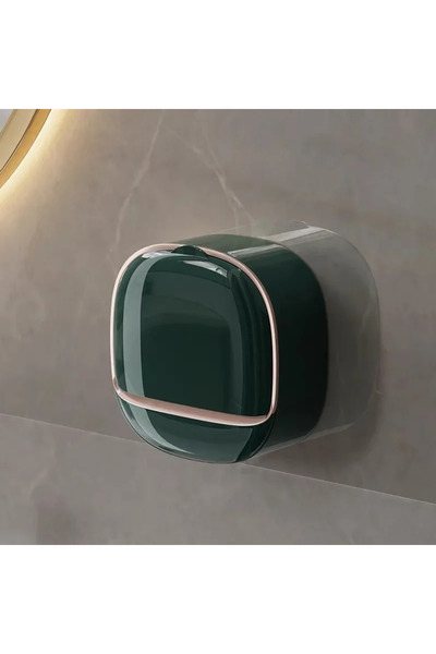 choice2 علبة صابون للحمام، لون أخضر داكن، تُعلق على الحائط، مصنوعة من مادة AB...