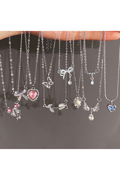 Ervalina Renkli Taşlı ve Figür Karışık Kolyeler 1 Adet (Karışık Gönderim)