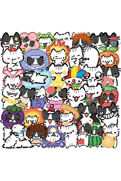 Choice ٥٤ قطعة من ملصقات القطط الملونة واللطيفة، ملصقات شفافة على شكل قطط، من...