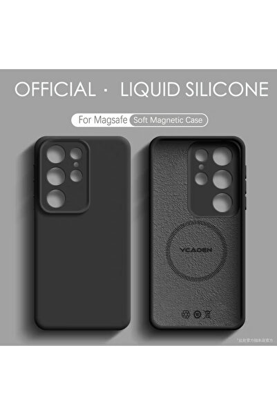 Choice جراب سيليكون سائل مغناطيسي أسود اللون مع شحن لاسلكي لهاتف Galaxy S25 U...