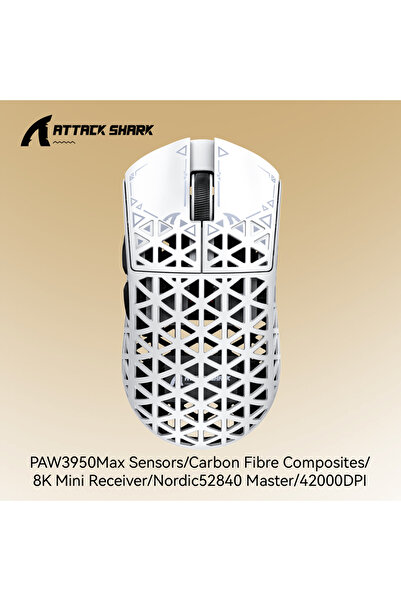 Choice3 ماوس الألعاب اللاسلكي الأبيض ATTACK SHARK R5 ULTRA - معدل استجابة 8K،...