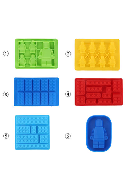 Choice 6PCS SET 1/6PCS Blk Silicone Mold Building Brick Robot Cholate Jelly I...