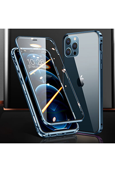 Choice28 غلاف هاتف معدني مغناطيسي أزرق اللون، يوفر حماية كاملة 360 درجة، متوا...