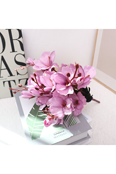 Choice3 باقة زهور ماغنوليا صناعية باللونين الأرجواني والأحمر، مثالية لتزيين ا...