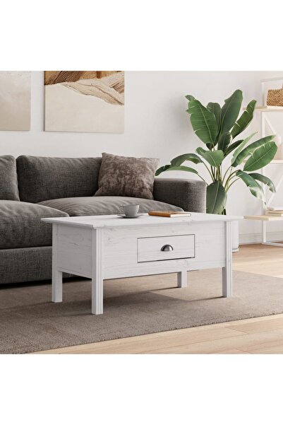 Concept Masă de cafea BODO, albă, 100x55x45 cm, lemn masiv de pin