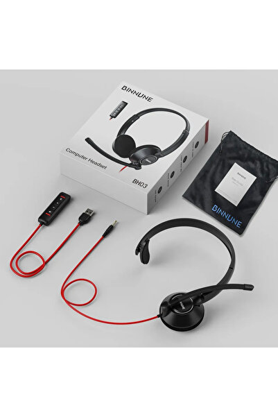 choice2 سماعات رأس BH05 BINNUNE مع ميكروفون، سماعات عمل بأسلاك لأجهزة الكمبيو...