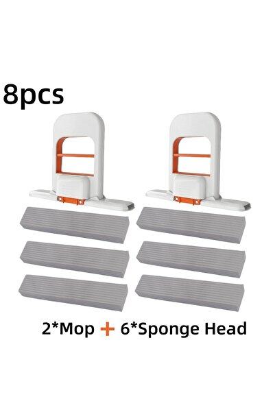 Choice3 2Mop and 6Head 2/8pcs Self-Squeezing Desktop Mops Handheld Sponge Mop...