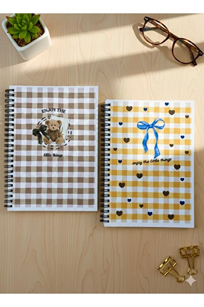 ADA OFİS KIRTASİYE مجموعة غلاف كرتوني حلزوني A5 مكونة من 2 دفتر مدرسي مسطر 80...