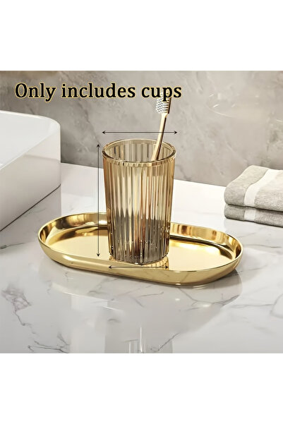 Choice أدوات منزلية بتصميم ياباني بني اللون - غسول للفم، فرشاة أسنان، مستلزما...