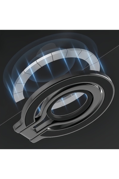 choice2 حامل هاتف أسود بالكامل مزود بحلقة مغناطيسية، قابل للدوران 360 درجة، ث...