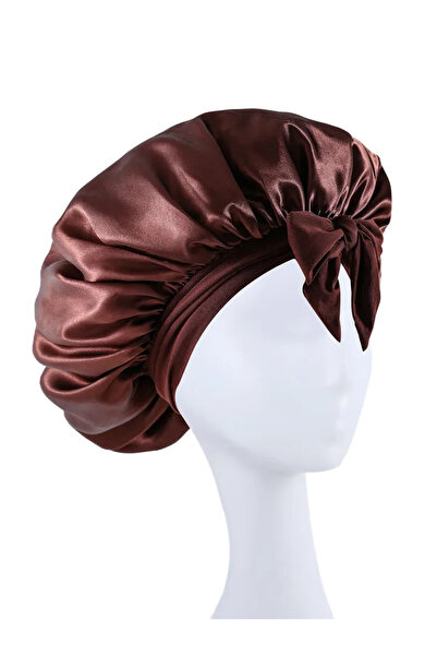 Choice11 قبعة نوم حرير جديدة من الساتان للنساء، لون قهوة 2026، قبعة نوم ليلية...