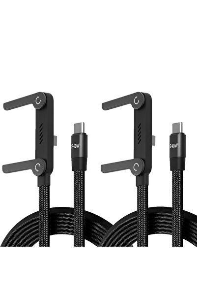 Choice قطعتان من كابل الشحن السريع بقوة 240 واط، حامل هاتف قابل للطي 2 في 1، ...