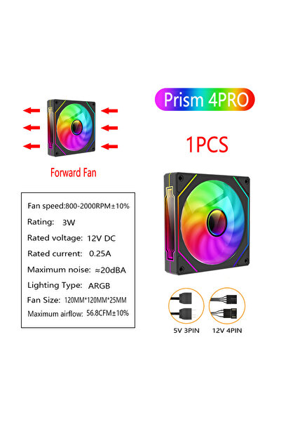 Choice8 مروحة يحافظ على البرودة صامتة A-RGB بيضاء سوداء أمامية قطعة واحدة 120...