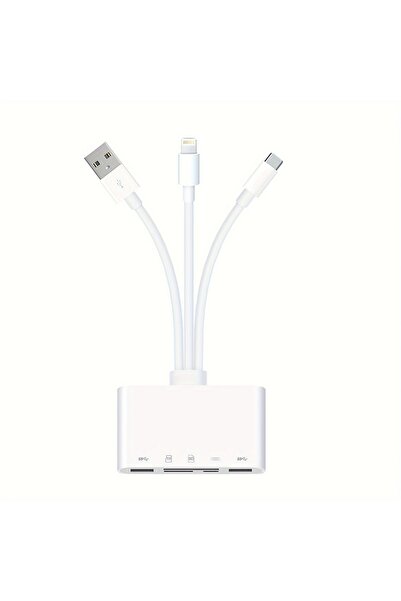 Choice محول USB OTG أبيض 5 في 1 مزود بفتحات لبطاقات microSD وSD، يدعم بطاقات ...