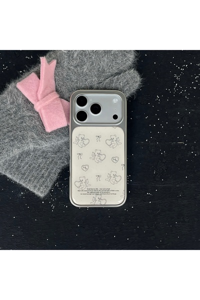 Choice37 هاتف iPhone 17 Pro Max بيج بتصميم بسيط متعدد العناصر مع حواف فضية، م...