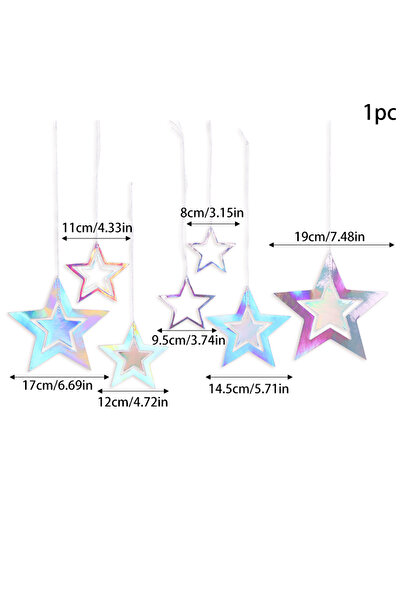 choice2 B04 لافتة زينة معلقة على شكل نجمة ورقية متقزحة اللون، فضية اللون، بتص...