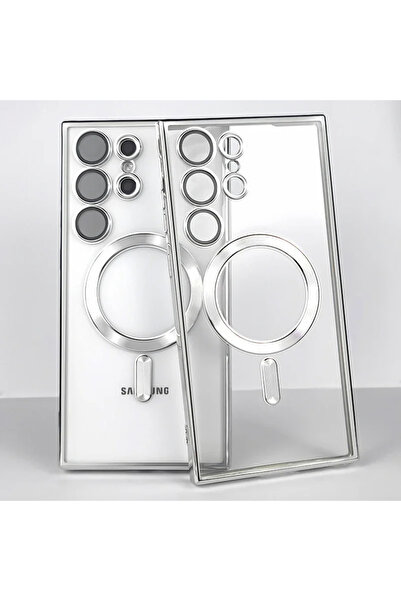 Choice غطاء شحن لاسلكي مغناطيسي Magsafe مطلي باللون الفضي الفاخر لهاتف Galaxy...