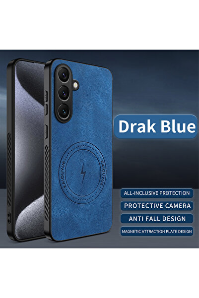 Choice34 Galaxy A56 blue Luxury PU Leather Skin Magnetic Magsafe Protective B...