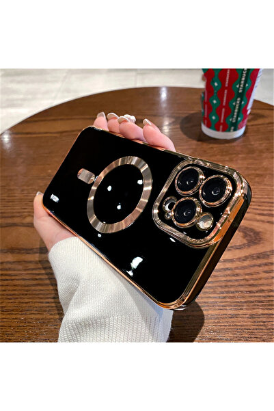 Choice91 جراب فاخر مطلي لون سادة الأسود لهاتف iPhone 14 Pro Max، مزود بشحن لا...