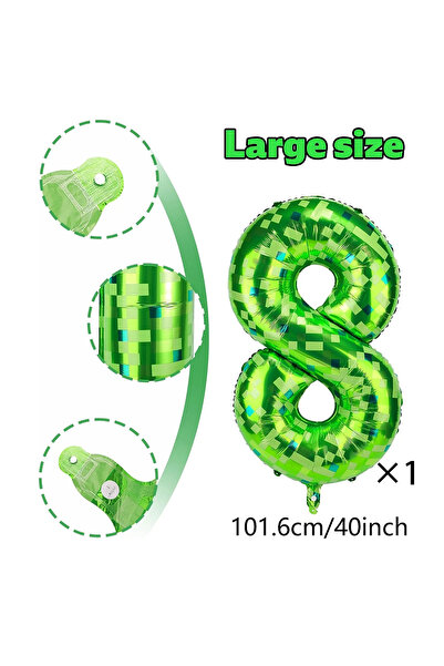 Choice5 40inch number 8 1pc 40inch giant green pixel grid miner themed digita...