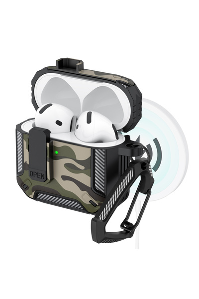 Choice16 Case For AirPods 4 Camouflage green Upgraded Security Lk Case With H...
