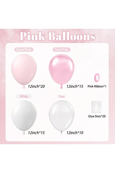 Choice Other Pink 60Pcs Light Baby Pearl Pink and White Latex Balloon for Gir...