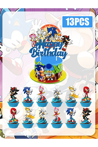 Choice1 مجموعة كيكة سونيك رقم 13، 13/25 قطعة، زينة كيكة على شكل شريط طاقة أزر...