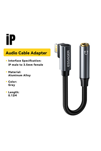 Choice ESSAGER Lightning TO 3.5mm Essager L-shape Type-C to 3.5mm Jack Audio ...