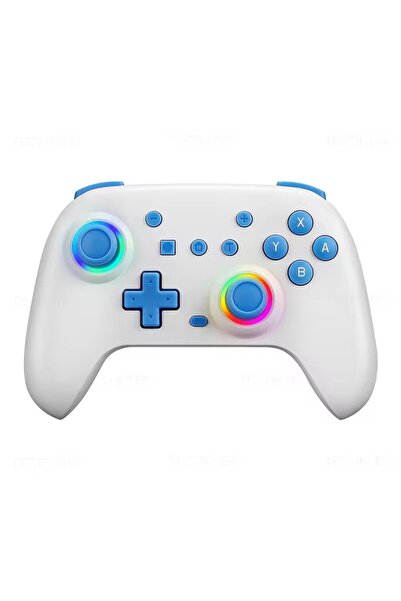 Choice وحدة تحكم لاسلكية بيضاء بإضاءة RGB لأجهزة نينتندو سويتش/ OLED/ لايت/ س...