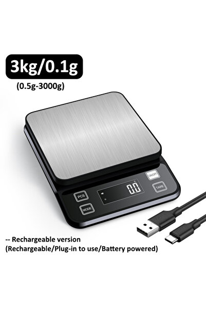 Choice1 Rechargeable-3kg 3/5/10kg 0.1g Digital Electronic Kitchen Scale LCD D...