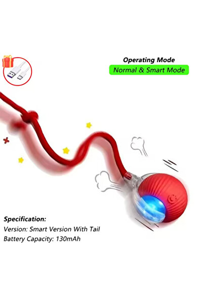 Choice1 كرة قطط تفاعلية ذكية حمراء، متينة وطويلة الأمد، سهل التنظيف، مزودة بخ...