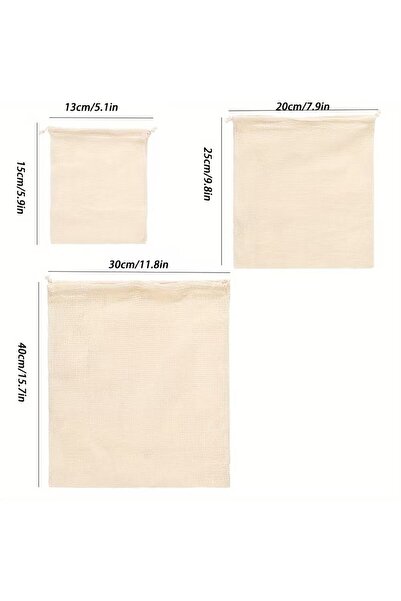 Choice أكياس تخزين شبكية قطن قابلة لإعادة الاستخدام، لون أصفر فاتح، قطعة واحد...
