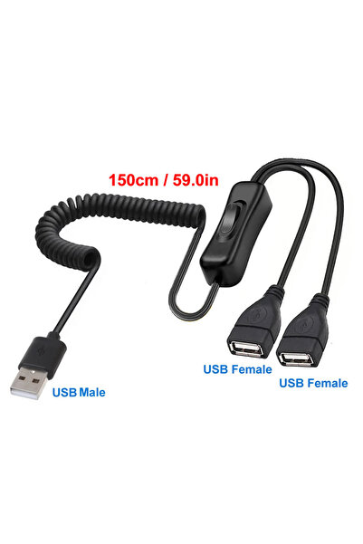 Choice4 كابل USB من النوع C قابل للتمديد بطول 150 سم، مزود بمفتاح تشغيل/إيقاف...