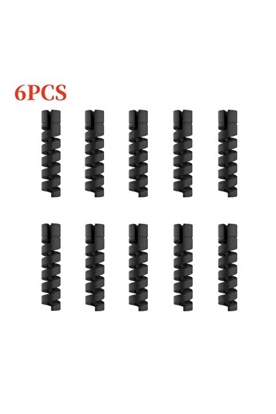 Choice8 6 قطع - أسود، 6/20 قطعة، واقي كابلات سيليكون، لفافة حلزونية لكابل الش...